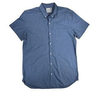 Bonobos Mens XL Long Slim Fit Blue Striped Short Sleeve Button Down Shirt Cotton